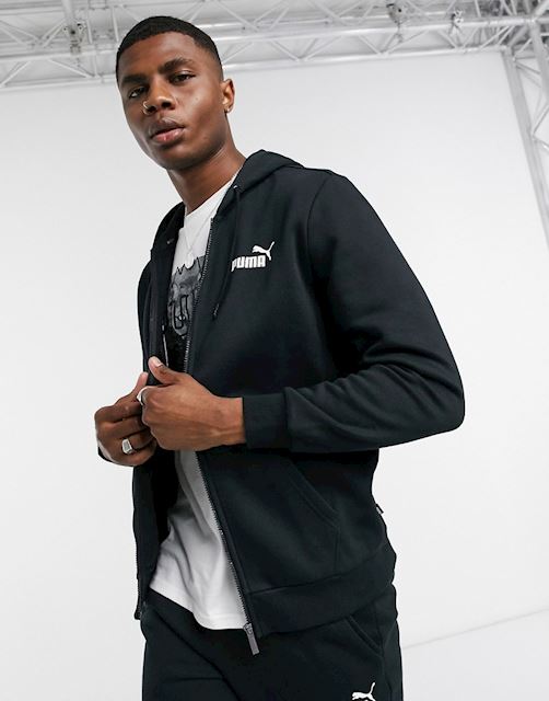 Puma Essentails big chest logo zip hoodie in black | 851763_01 | FOOTY.COM