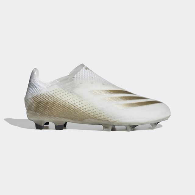 adidas X Ghosted+ Firm Ground Cleats - White & Gold | Evangelista Sports