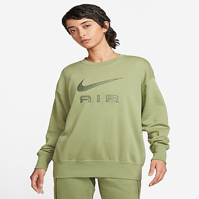Nike Air Women's Fleece Crew Sweatshirt - Green | DQ6567-334 | FOOTY.COM