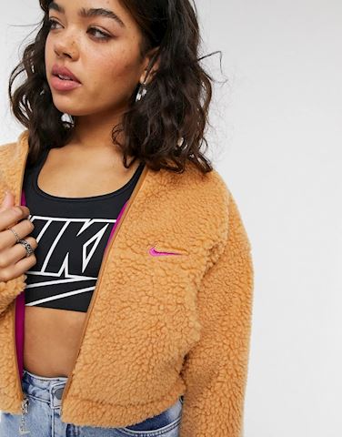 nike cropped borg fleece jacket in cream