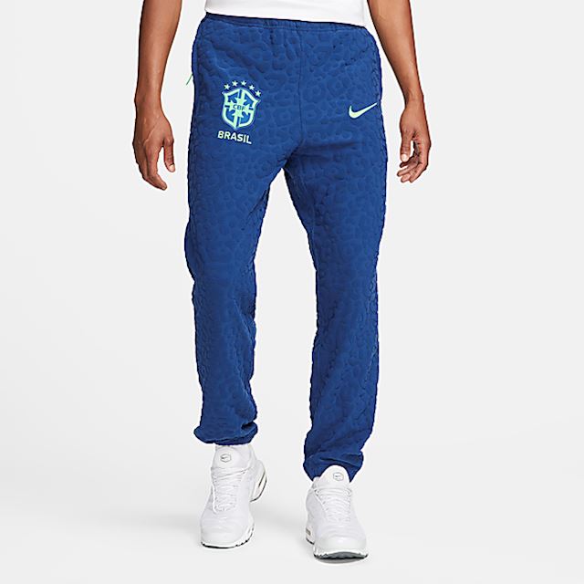 Nike Brazil Men's French Terry Football Tracksuit Bottoms Blue