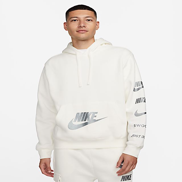 Nike Sportswear Standard Issue Men's Fleece Pullover Hoodie - White ...