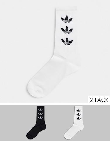 adidas Originals trefoil 2 pack crew socks in white and black | GD3559 |  FOOTY.COM