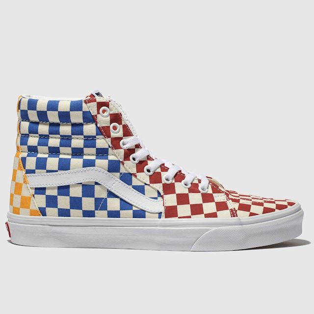 vans sk8 hi checkerboard white