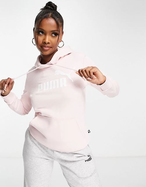 Puma essentials large logo hoodie in chalk pink | 586789_82 | FOOTY.COM