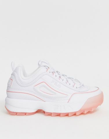 fila disruptor ii trainers in white with ice pink sole
