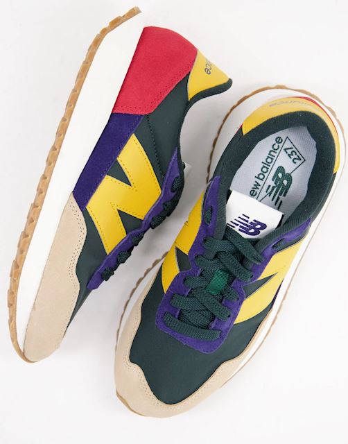 new balance 237 trainers in green and yellow