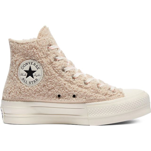 converse cozy club platform fleece sneakers in cream