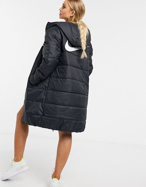 nike longline padded jacket in black