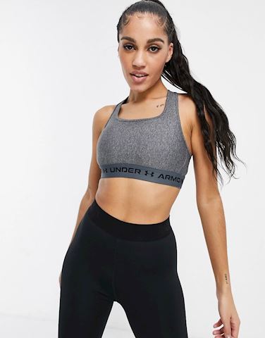 Under Armour Training Crossback mid support sports bra in charcoal ...