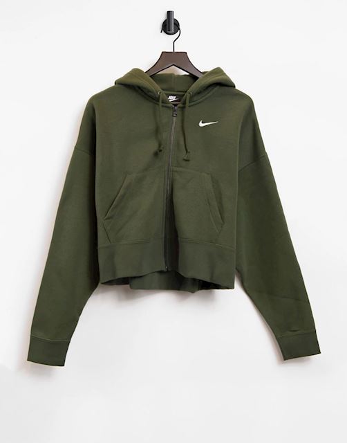 nike cropped fleece zip thru hoodie