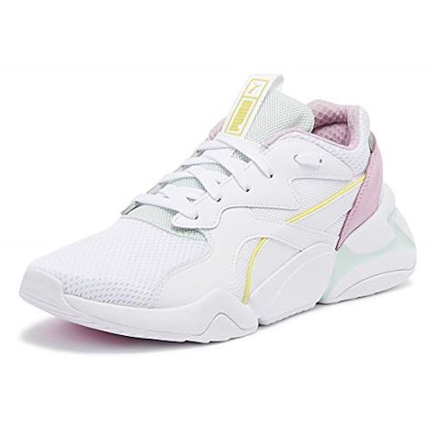 Puma nova mesh trainers in white & pastel Clearance