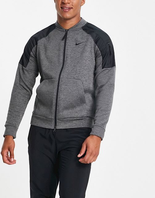 Nike Training Therma Novelty full zip bomber jacket in grey and black ...