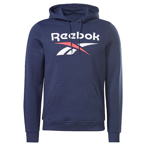 Reebok Identity Fleece Stacked Logo Pullover Hoodie | H54803 | FOOTY.COM
