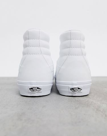 white faux leather vans