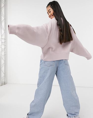 Nike mini Swoosh oversized boxy sweatshirt in light pink | CK0168 