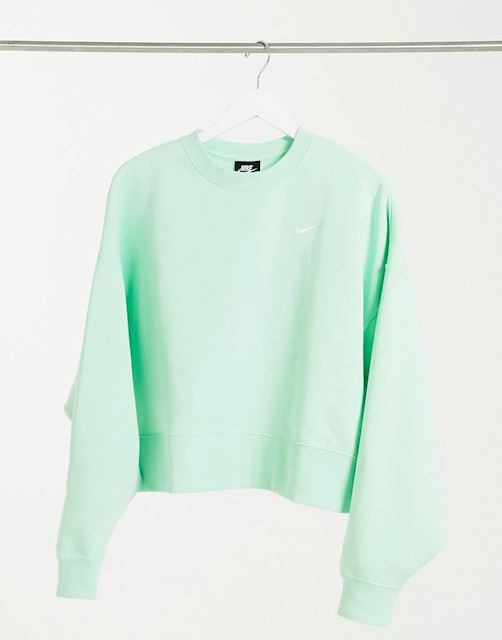 nike mini swoosh oversized boxy green sweatshirt