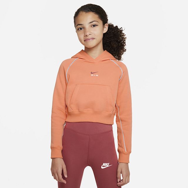 Nike Air Older Kids' (Girls') French Terry Crop Hoodie - Orange ...