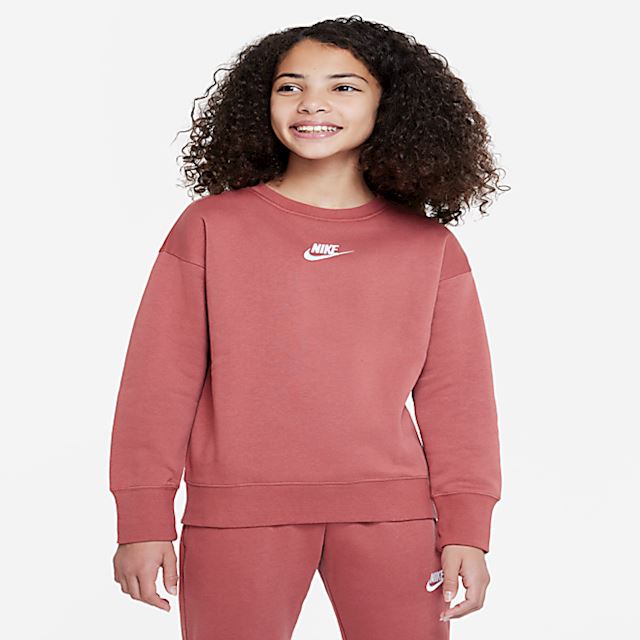 Nike Sportswear Club Fleece Older Kids' (Girls') Crew Sweatshirt - Red ...