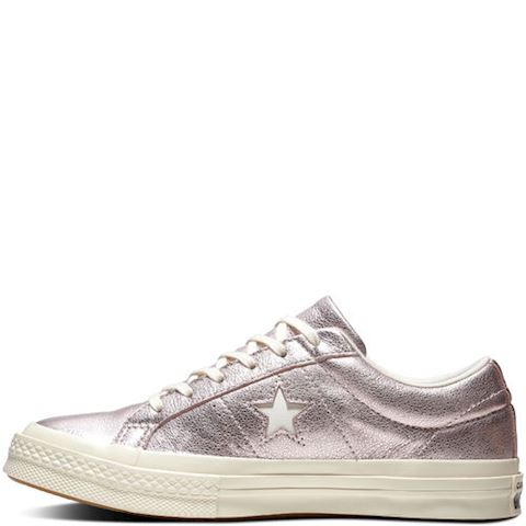 one star metallic leather low top