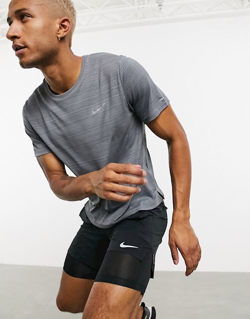 Nike Running Miler T Shirt In Grey Cu5992 084 Footy Com