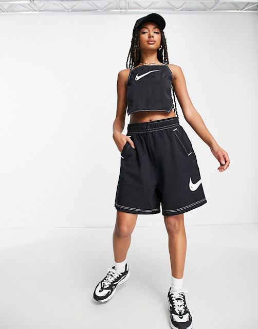 Nike Swoosh contrast stitch fleece shorts in black | DM6750-010 | FOOTY.COM
