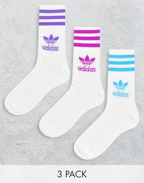 adidas Originals three stripe trefoil crew socks-Multi | HC9551 | FOOTY.COM