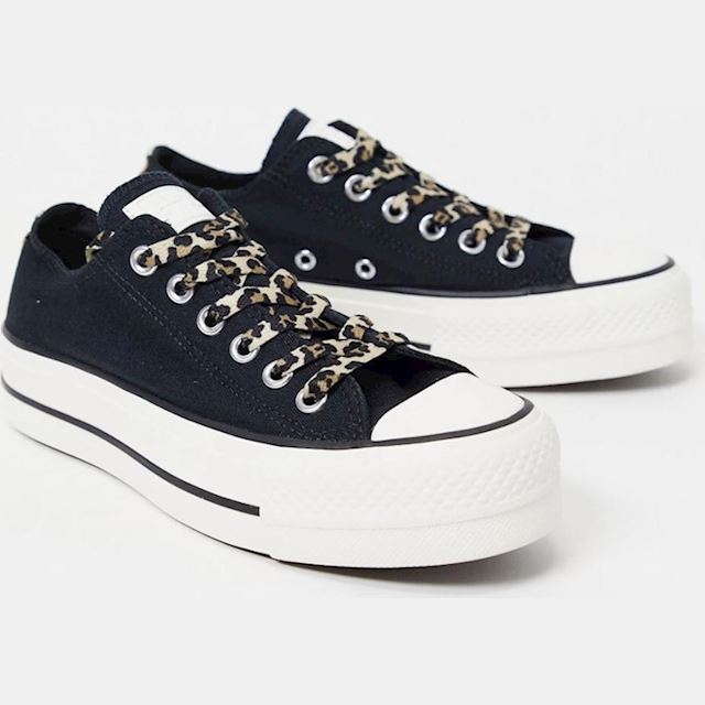 converse chuck taylor lift with leopard laces in black