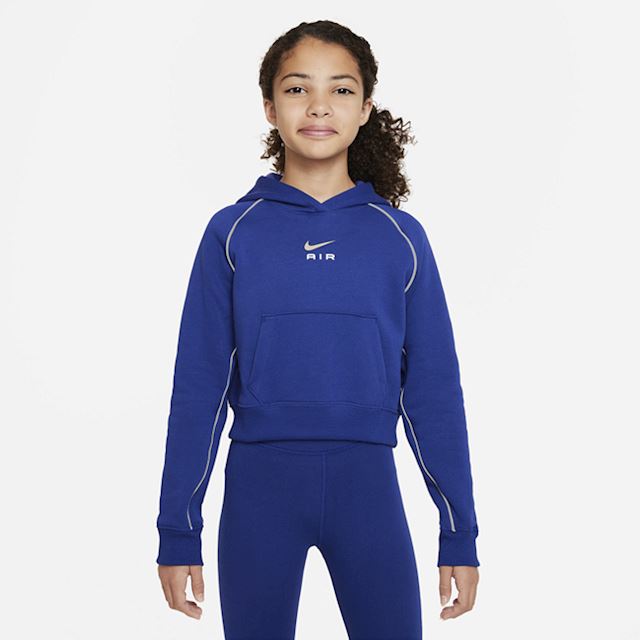 Nike Air Older Kids' (Girls') French Terry Crop Hoodie - Blue | DQ8932 ...
