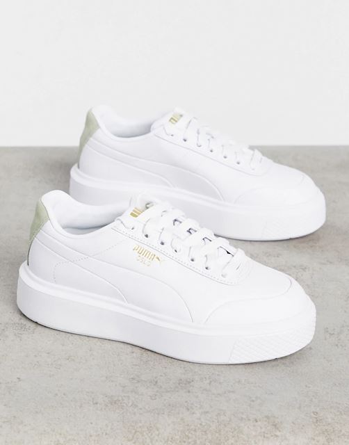 puma oslo femme trainers with in white and tan