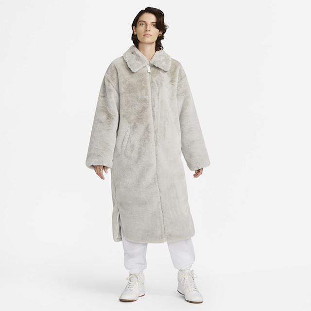 Nike Sportswear Women's Faux Fur Long Jacket - Grey | DQ6838-012 ...