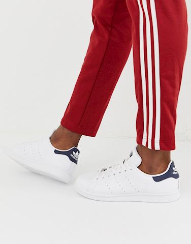 adidas originals white and navy stan smith trainers