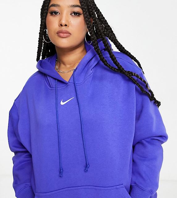 Nike Plus mini swoosh oversized pullover hoodie in lapis blue | DV4984 ...