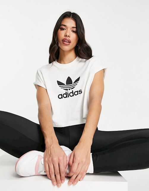 adidas Originals adicolor cropped t-shirt in white | IC5467 | FOOTY.COM