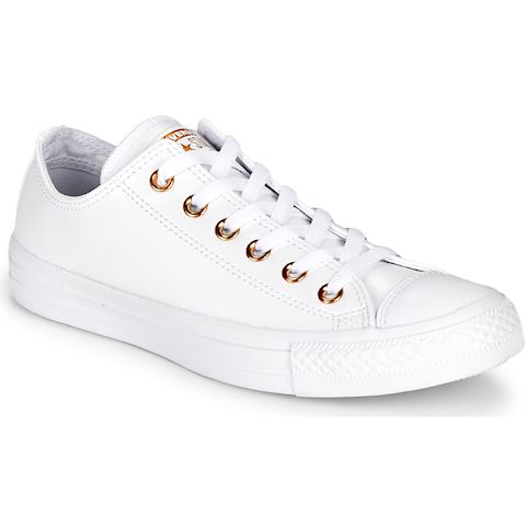 womens white leather converse with rose gold eyelets