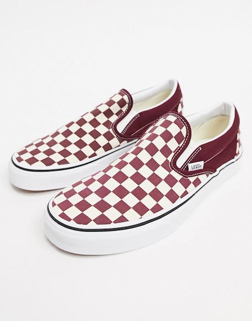 Vans Classic Slip-On trainers in burgundy checkerboard-Red | VN0A4BV3KZO |  FOOTY.COM