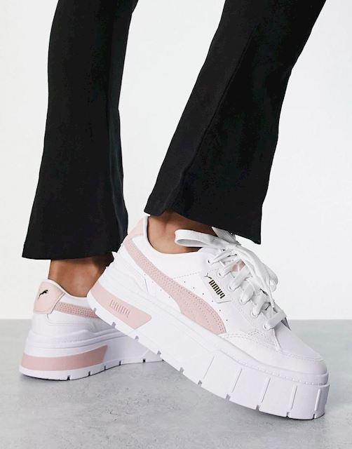 Puma Mayze Stack trainers in white and pink | 384363_02 | FOOTY.COM